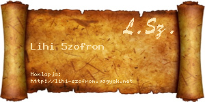Lihi Szofron névjegykártya